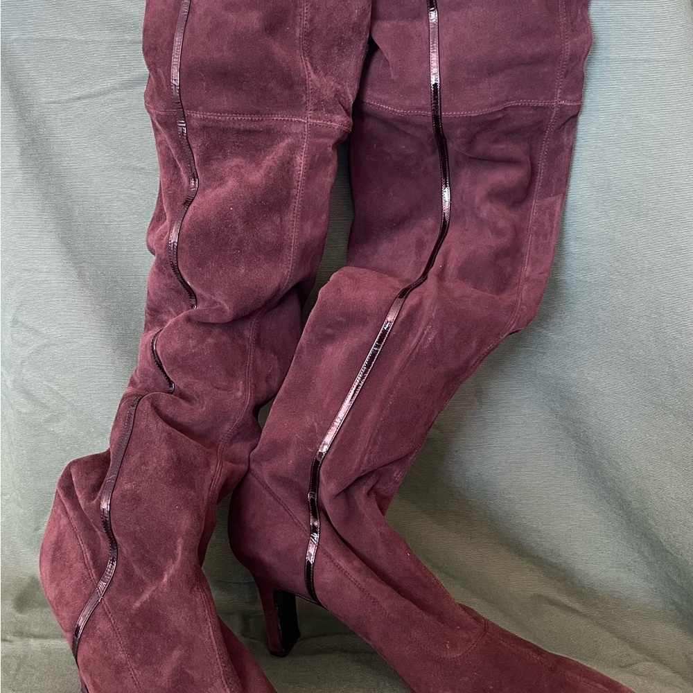 Salvatore Ferragamo Over the Knee Boots in Brown Suede